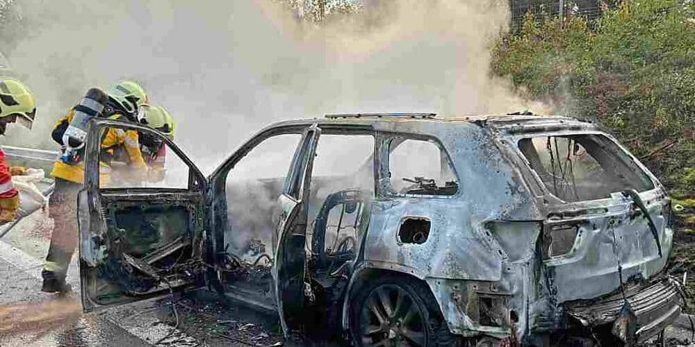 Autobrand auf der A7 bei Wäldi